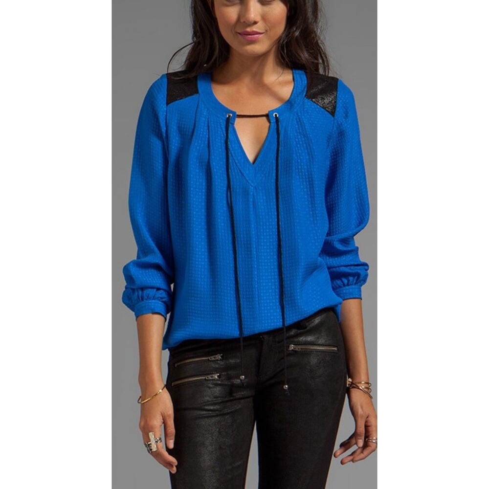 Plenty By Tracy Reese Matte Seersucker  Blouse in Sapphire, M